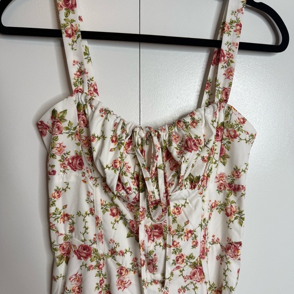 Commense Rosebud Floral Midi Sundress White Pink Slit Corset Small NWT - Picture 11 of 15